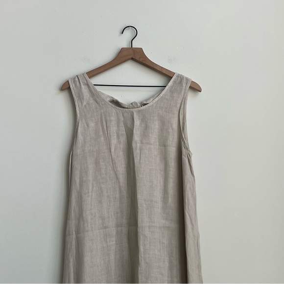 Terzo Millennio Italian Linen Shift Dress Minimalist Tie Back Vacation Resort L - Picture 4 of 12